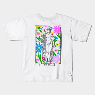 Circe Greek Goddess floral Kids T-Shirt